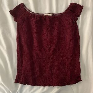 Eye Candy Shirred Ruched Crop Top in Berry